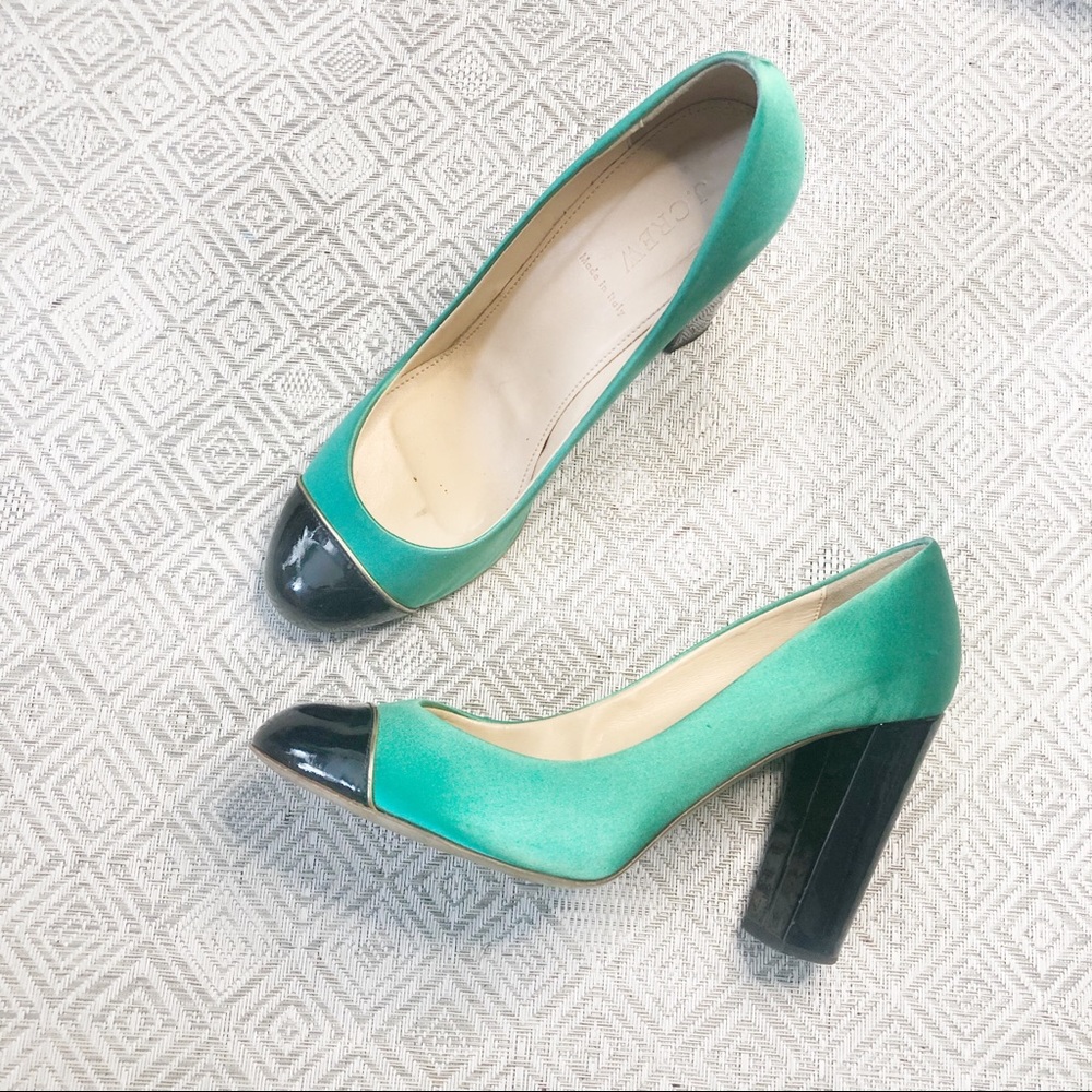 J. Crew Emerald Green Satin Patent Etta Pump